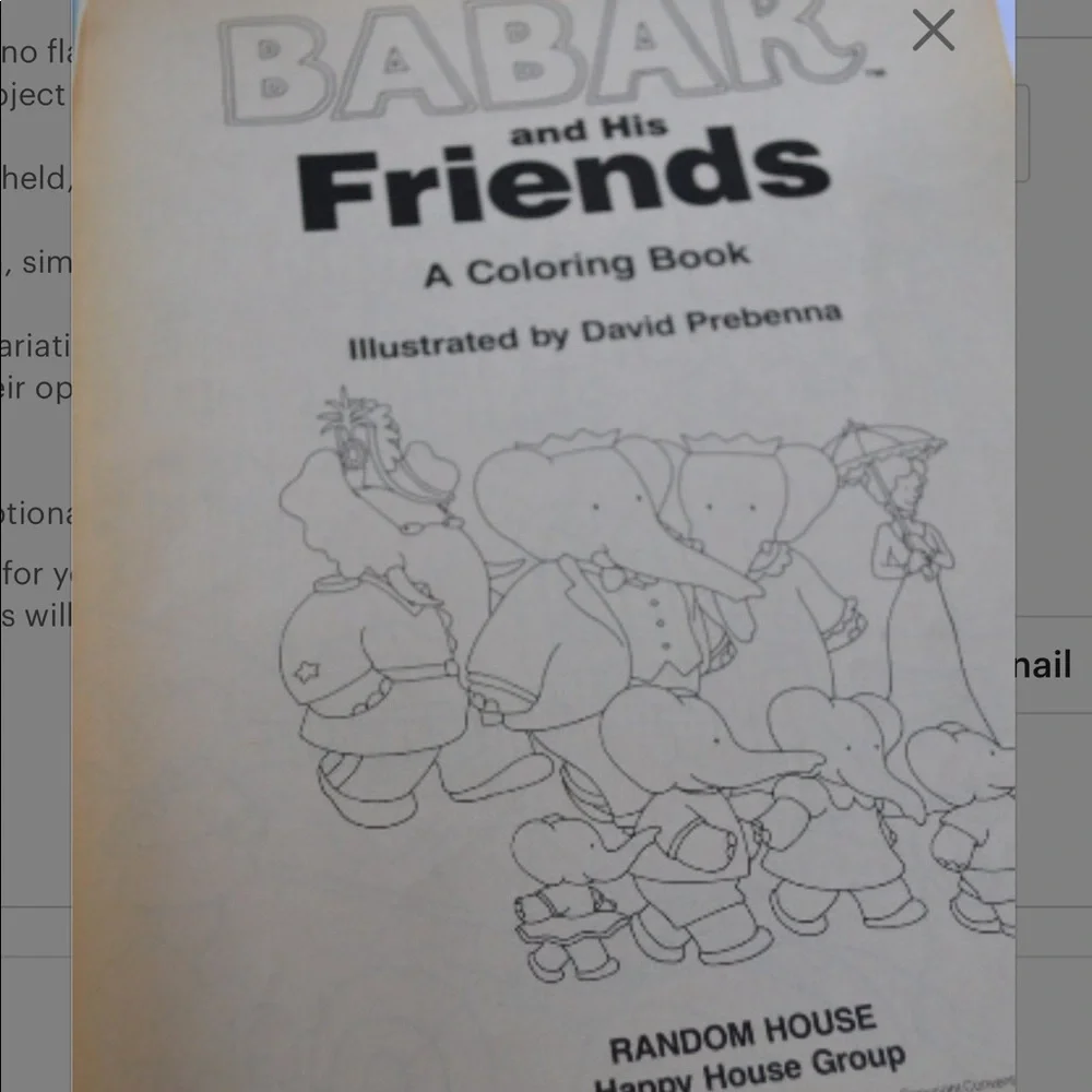 Babar and his friends jumbo size kids cute elephants coloring book 1989